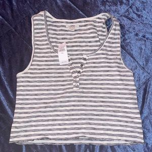 American Eagle Cropped Henley Tank Top
